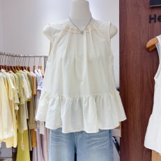 批发蓝色纯欲系带圆领无袖背心女2026夏季新款设计感减龄收腰显瘦上衣