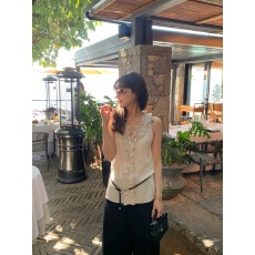 批发lilian～inner ego春季新款法式木耳边压褶小衫(配腰带)