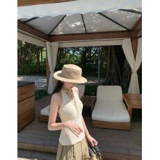 批发今年流行辣妹风穿搭夏季美式<b class='q'>街头</b>酷辣挂脖绑带设计修身短款背心女