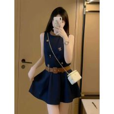 批发oshea原牛蓝仿牛仔无袖连衣裙女2026新款夏高级感复古a字背心短裙