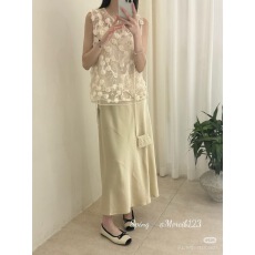 欧洲站2026夏季新款立体玫瑰花朵透视网纱刺绣无袖背心女上衣