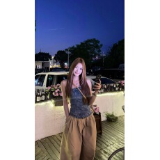 批发辣妹牛仔抹胸背心女不规则设计感小众修身性感甜辣风裹胸上衣夏季