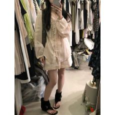 批发in设计感拼接荷叶边衬衫松紧腰短裤两件套女2026夏季新款<b class='q'>时尚</b>套装