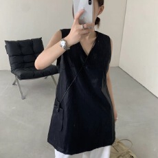 批发东大门小众品牌时尚百搭休闲修身无袖<b class='q'>连衣裙</b>女皮革裙