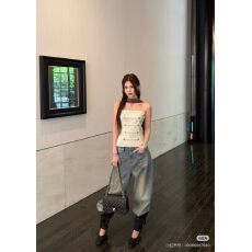 批发2026秋季新品女装直领露肩紧身绳结扣拿破仑抹胸外穿