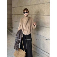 批发高级感立领拉毛环保<b class='q'>皮草</b>短外套女老钱风复古美拉德两穿毛毛<b class='q'>大衣</b>秋
