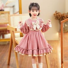 批发【原版做法+拉链】女童连衣裙秋冬小女孩冬裙可爱洋气洛丽塔儿童