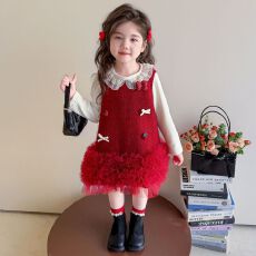 批发原版套里两件套 童装女童秋款蝴蝶结裙两件新款洋气礼服公主套装