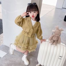 批发<b class='q'>女</b><b class='q'>童</b>棒球服套装2025春秋新款学院风中小童洋气秋季休闲运动两件套