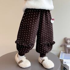 儿童加绒裤子女童冬季保暖韩版百搭设计感长裤可爱舒适休闲卫裤
