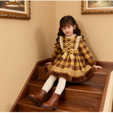 女童冬装连衣裙2025洋气新款韩版中小儿童装女孩学院风长袖公主裙