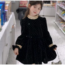 批发女童加绒连衣裙女孩公主新款蓬蓬洋气女宝设计感<b class='q'>儿童</b>闪闪连衣<b class='q'>裙子</b>