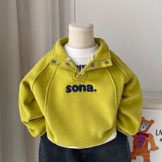 男童加绒卫衣2025秋冬新款儿童字母套头衫韩版痞帅男孩休闲上衣潮