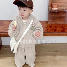 批发2025新款冬季儿童加绒套装<b class='q'>男</b>童<b class='q'>中</b>小<b class='q'>童</b>加厚卡通连帽<b class='q'>卫衣</b>卫裤两件套