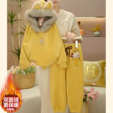 批发<b class='q'>女童</b>双面<b class='q'>加</b>绒卫衣卫裤套装2025新款秋冬加厚一体绒卡通上衣束脚裤