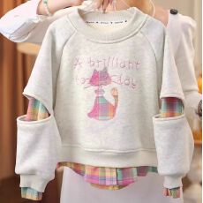 批发<b class='q'>女童</b><b class='q'>秋</b>冬装卫衣2025新款<b class='q'>女童</b>卡通刺绣<b class='q'>加绒加厚</b>款上衣一体绒打底衫