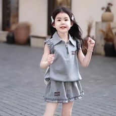 批发女童套装夏季2026新款<b class='q'>韩版</b>时尚休闲舒适T恤上衣短裤女孩夏装衣服