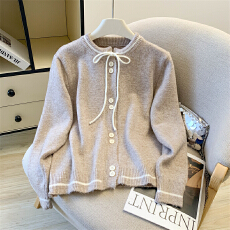 批发实拍 小香风蝴蝶结毛衣女冬季<b class='q'>新款</b>慵懒软糯打底针织开衫上衣