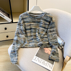 批发实拍 冬季新款长袖圆领<b class='q'>毛衣</b>宽松显瘦针织衫<b class='q'>短款</b>打底衫上衣