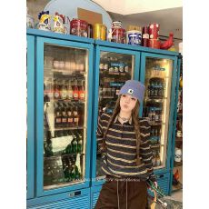 批发CHGING REAL 格兰特调 撞色条纹polo针织衫女秋冬百搭软糯毛衣