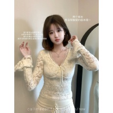 批发CallmeEar//甜欲因子<b class='q'>秋</b>冬升级磨毛加厚蕾丝花边内搭打底上衣