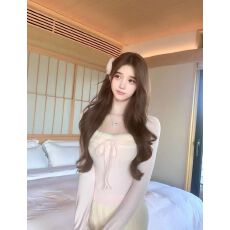 批发若语定制 甜心兔兔 环保兔毛拼接挂脖德绒上衣纯欲性感打底衫冬季