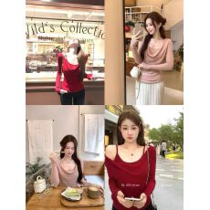 EIA一尧圣诞恋人圣诞新年氛围红色毛衣冬荡领显瘦上衣两件套