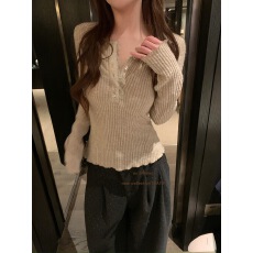 批发AS大毛茸茸实穿又美貌的打底！蕾丝拼接小衫瘦瘦纸片人～