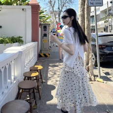 批发波点荷叶边半身裙仙<b class='q'>女</b>裙天丝韩系26早春新款