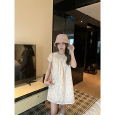 批发孔真烦呐 初恋感娃娃领碎花<b class='q'>连衣裙</b>女2026新款甜美短袖宽松裙子