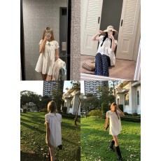 批发法式白色娃娃领短袖<b class='q'>连衣裙</b>女夏季2026新款巨好看特别漂亮显瘦短裙