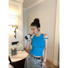 批发DULA好好家 线条美人/性感辣妹双肩带吊带背心女夏外穿紧身短上衣