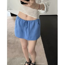 批发宁司 天丝亚麻低腰直筒半身裙女夏季韩系休闲百搭显瘦a字短款裙子
