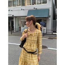 批发花筏NOTJUSTHIM苏格兰格纹<b class='q'>衬衫</b>长裙法式时髦双色套装