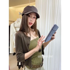 批发十三行韩国东大门撞色条纹裹胸五分袖中袖<b class='q'>针织衫</b>两件套韩女显瘦