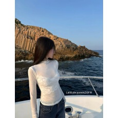 批发Lattitude/杨小鹭 无需内衣天丝微透长袖秋蕾丝胸衣式打底上衣女