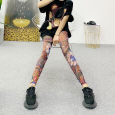 批发95涤 网纱打底裤女透肤夏季九分裤外穿花裤弹力<b class='q'>小脚裤</b>透气长裤子