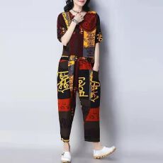 批发2025新款套装女<b class='q'>夏</b>时尚韩版宽松显瘦大码上衣休闲阔腿裤两件套潮流