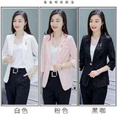 批发2025<b class='q'>夏</b>季小西装外套女七分袖修身显瘦韩版气质薄款大码小西服休闲