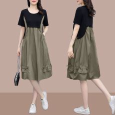 批发休闲<b class='q'>连衣裙</b>女夏减龄2025年新款网红欧版遮肉显瘦背带裙子假两件潮