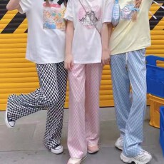 批发2026新款网红潮流流行休闲长裤爆款夏季<b class='q'>格</b>子高街<b class='q'>棋盘</b>宽松显瘦直筒