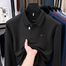 批发外贸男士Polo衫2025秋冬装轻奢刺绣翻领长袖亲肤<b class='q'>休闲</b>T恤厂家直供