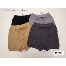 批发时尚简约高腰显瘦纯色百搭华夫格针织短裤