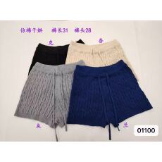 批发韩版高级感松紧腰麻花针织百搭<b class='q'>短裤</b>