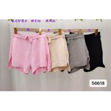 批发韩版时尚简约系带高腰显瘦百搭侧边开叉短裤