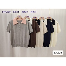批发时尚<b class='q'>翻领</b>撞色麻花针织宽松百搭短袖