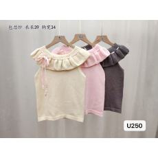 批发软糯一字肩两穿<b class='q'>荷叶边</b>缎面绑带羊毛针织上衣