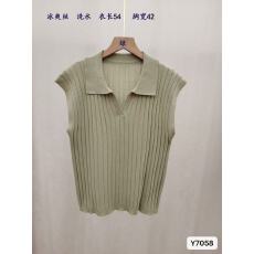 批发时尚Polo领坑条显瘦套头小飞袖上衣