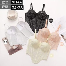 批发<b class='q'>亮片</b>鱼骨束身胸衣可拆细肩带塑形抹胸式吊带外穿礼服内搭鱼骨<b class='q'>背心</b>
