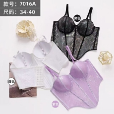 批发蕾丝<b class='q'>亮片</b>鱼骨胸衣可拆卸肩带聚拢塑形束身衣礼服内搭外穿吊带<b class='q'>背心</b>